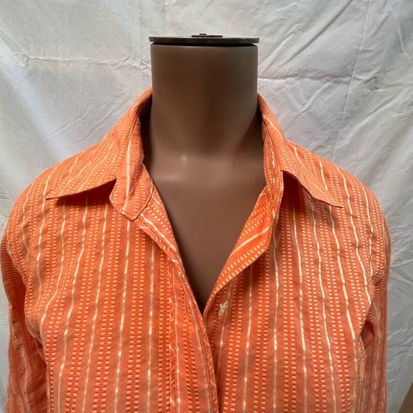 Don Caster Sport Stripped Orange Button Up - Picture 2 of 4